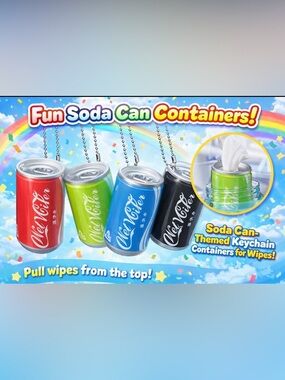 Fashion Soda Can Wipe Container Keychain - Blue, Green, Black-Choose 1